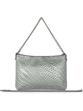 Metallic Suede Crossbody Bag for Women | Small Woven Shoulder Purse with Zipper